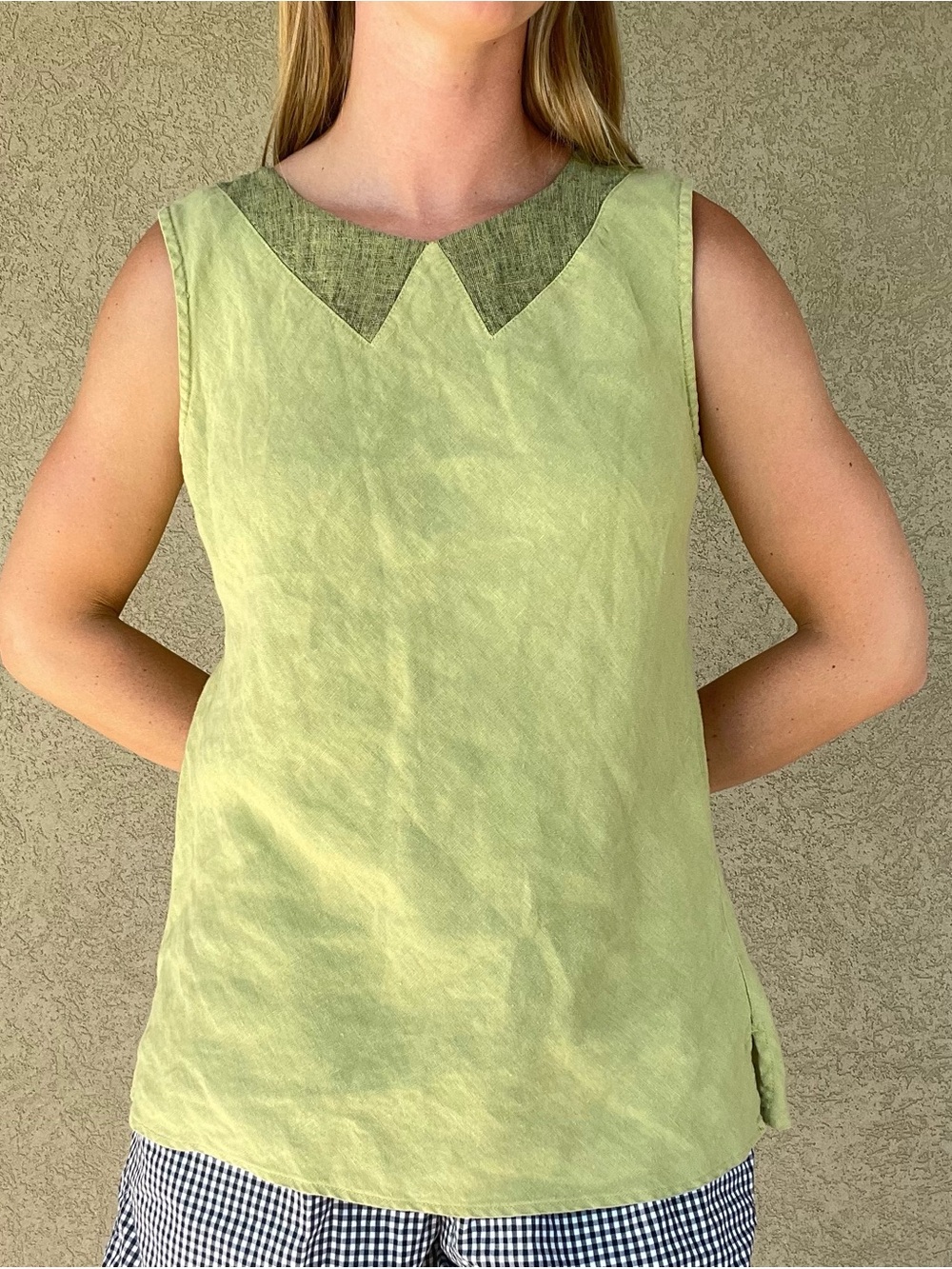 Lime Green Linen Cotton tank top
